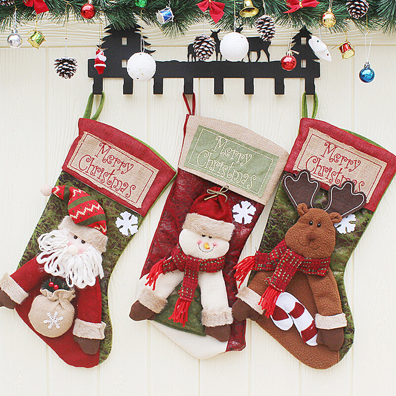 2023 m. kalėdinis papuošimas dideli batai, eglutės papuošalai, saldainių krepšys Kalėdų Senelis Briedis Sniego senelis vaikams Kalėdų kojinių dovanų krepšys
