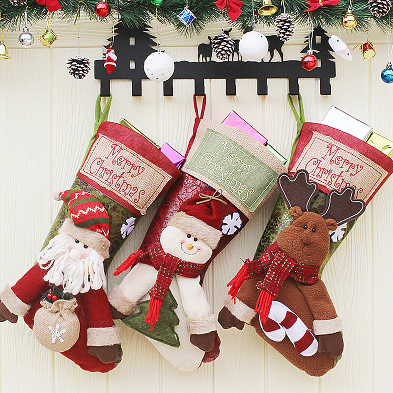2023 m. kalėdinis papuošimas dideli batai, eglutės papuošalai, saldainių krepšys Kalėdų Senelis Briedis Sniego senelis vaikams Kalėdų kojinių dovanų krepšys