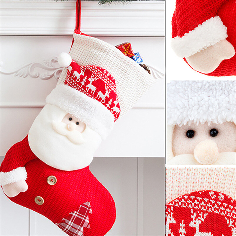 Nagy méretű kötés karácsonyi harisnya zokni Mikulás Hóember Kandalló Karácsonyfa dísz ajándéktáskák karácsonyi dekorációhoz
