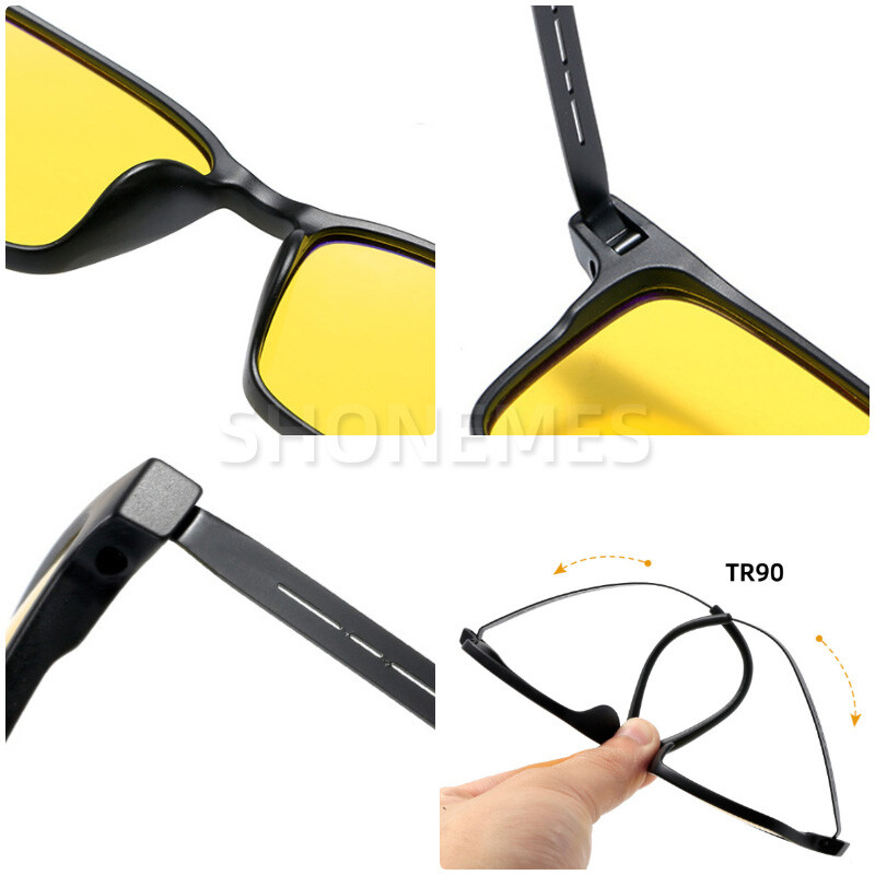 Shonemes naktinio matymo akiniai TR90 rėmeliai anti mėlynai šviesa kvadratiniai akiniai Optiniai kompiuterio akiniai juodi mėlyni vyrams moterims