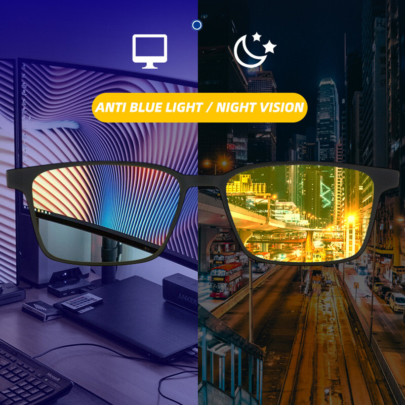 Shonemes naktinio matymo akiniai TR90 rėmeliai anti mėlynai šviesa kvadratiniai akiniai Optiniai kompiuterio akiniai juodi mėlyni vyrams moterims