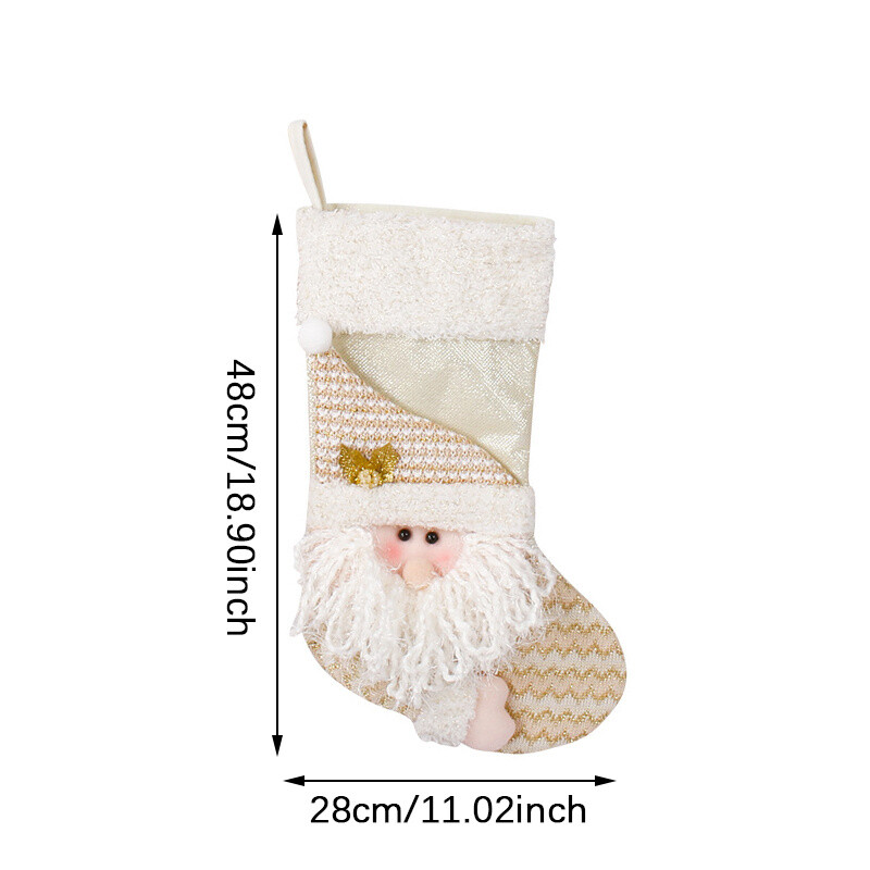 Χριστουγεννιάτικες κάλτσες Λευκή στάμπα Χρυσή νιφάδα χιονιού Χριστουγεννιάτικα στολίδια Χριστουγεννιάτικο μενταγιόν Χριστουγεννιάτικο δέντρο Διακοσμήσεις Noel Δώρο Κάλτσες
