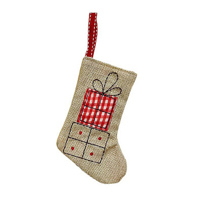 Ziemassvētku zeķes Retro lina audums Izšūšana Ziemassvētku eglīte Piekarināmi Kulonu Rotājumi Navidad Jaungada ballīte Konfektes Dāvanas Somas