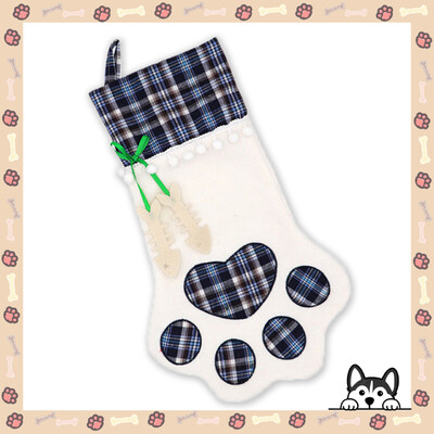 Ziemassvētku zeķes Jaungada rotājumi Bifeļu rūtaini mājdzīvnieku zeķes kaķiem un suņiem Ķepu raksts piekarināms kulons rotaļlietu lelle dāvanas