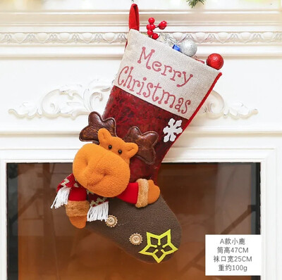 1gb Ziemassvētku zeķes Sniegavīrs Santa Elk Kid Candy Dāvanu maisiņš Zeķes Kamīna dekors Jaunais gads Ziemassvētku eglītes rotājumu turētājs