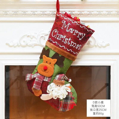 1gb Ziemassvētku zeķes Sniegavīrs Santa Elk Kid Candy Dāvanu maisiņš Zeķes Kamīna dekors Jaunais gads Ziemassvētku eglītes rotājumu turētājs