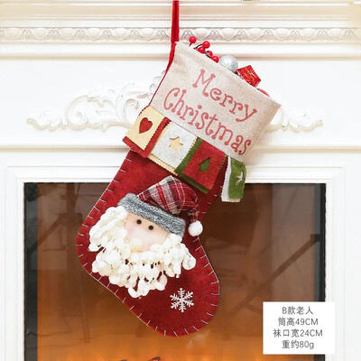 1gb Ziemassvētku zeķes Sniegavīrs Santa Elk Kid Candy Dāvanu maisiņš Zeķes Kamīna dekors Jaunais gads Ziemassvētku eglītes rotājumu turētājs
