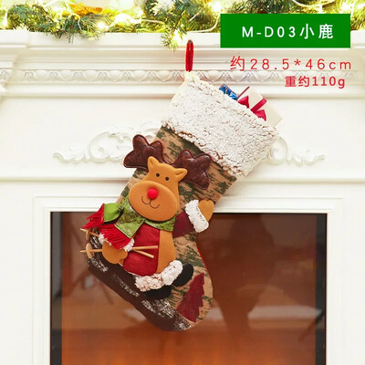 1gb Ziemassvētku zeķes Sniegavīrs Santa Elk Kid Candy Dāvanu maisiņš Zeķes Kamīna dekors Jaunais gads Ziemassvētku eglītes rotājumu turētājs