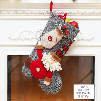 1gb Ziemassvētku zeķes Sniegavīrs Santa Elk Kid Candy Dāvanu maisiņš Zeķes Kamīna dekors Jaunais gads Ziemassvētku eglītes rotājumu turētājs