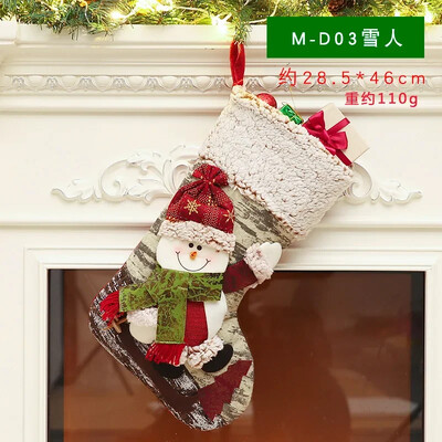 1gb Ziemassvētku zeķes Sniegavīrs Santa Elk Kid Candy Dāvanu maisiņš Zeķes Kamīna dekors Jaunais gads Ziemassvētku eglītes rotājumu turētājs