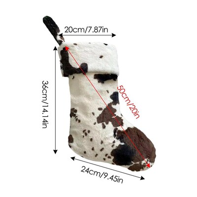 20 collu Ziemassvētku zeķes Lauku mājas govs apdrukas zeķes ar auklu lielām kājām Ziemassvētku dāvanu zeķes rotaļlietu maisiņam.