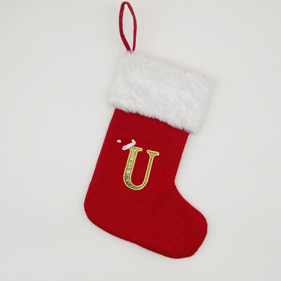 Jauni Ziemassvētku Dekoratīvie Produkti Ziemassvētku Zeķes Dāvanu Soma Sarkans Ziemassvētki Adīts 26 rakstzīmes