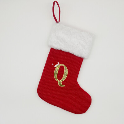 Jauni Ziemassvētku Dekoratīvie Produkti Ziemassvētku Zeķes Dāvanu Soma Sarkans Ziemassvētki Adīts 26 rakstzīmes