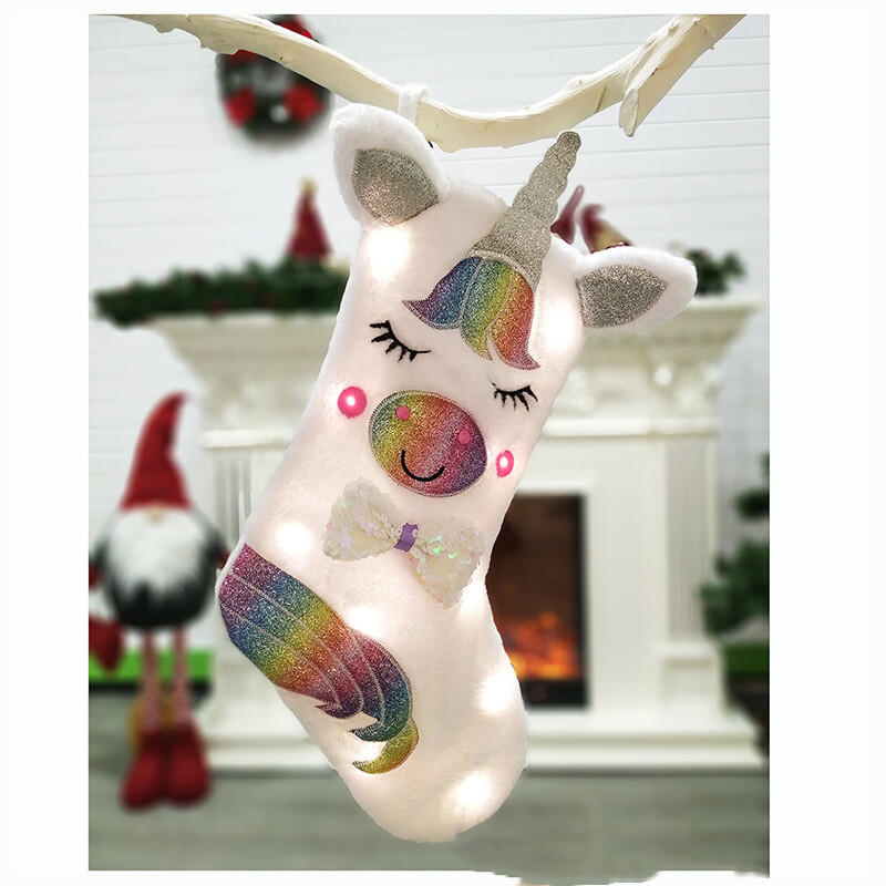 Kalėdų dovana Kalėdų kojinės Vienaragis Kojinės Baltos Lengvos Saldainių Dovanų Krepšys Kalėdų eglutė kabantis Dekoras Kalėdinės kojinės Navidad