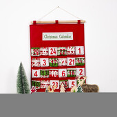 Υφασμάτινο χριστουγεννιάτικο ημερολόγιο με 24 τσέπες Αποθήκευση δώρου Χριστουγεννιάτικη αντίστροφη μέτρηση ημερολόγια Παιδικά κρεμαστά σπίτι Navidad Διακόσμηση