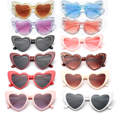 Ochelari de soare pentru femei Love Heart Ochelari de soare retro cu cadru mare pentru femei cu protecție UV400 Nuanțe de vară Ochelari Ochelari anti lumină albastră