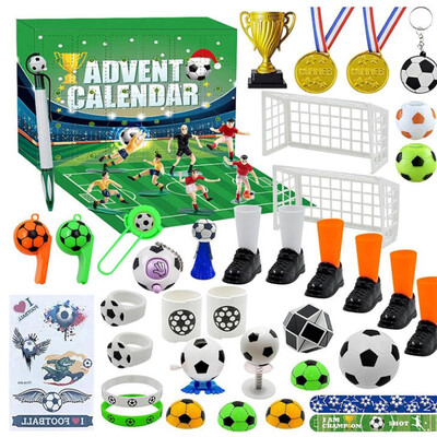 1 set Calendar de Advent de fotbal 2024 Cadouri de fotbal mondial Favoruri de petrecere pentru băieți, fete, copii, 24 de zile, calendar de numărătoare inversă de Crăciun, cadouri