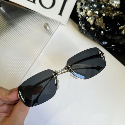 Y2K Vintage τετράγωνα γυαλιά ηλίου χωρίς στεφάνια γυναικεία για άντρες Επώνυμα πολυτελή Γυαλιά ηλίου Punk Δημοφιλή Hip Hop Rivet Star Shades UV