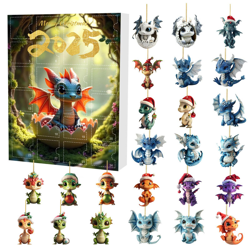 Fashion Christmas Advent Countdown Calendar 24 Day Surprise Gift Acrylic Dragon Hanging Calendars 2d Χριστουγεννιάτικα στολίδια κρεμαστού