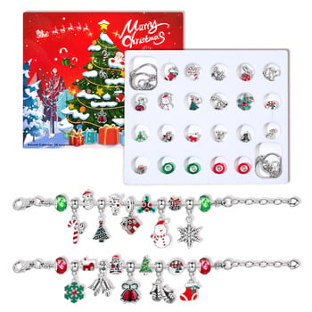 New Christmas Countdown 24 Calendar Advent Surprise Blind box Christmas diy δημιουργικός συνδυασμός Χριστουγεννιάτικο βραχιόλι