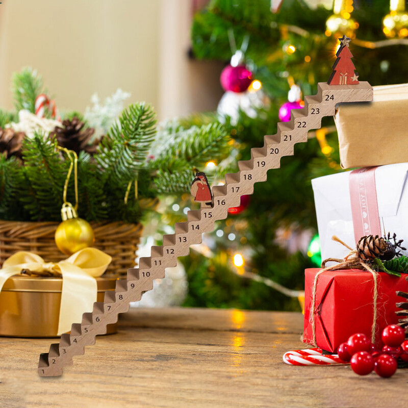 Mediniai laiptai Laipiojimas Kalėdų Senelis Keliaujantis Kalėdų Advento kalendorius Kalėdų atgalinio skaičiavimo kalendorius Medinio stalo dekoras Kalėdoms