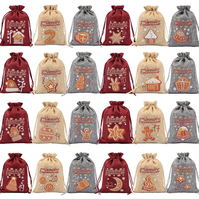 24 τμχ/σετ Τσάντες ημερολογίου χριστουγεννιάτικου πάρτι επαναχρησιμοποιούμενες καραμέλες με κορδόνια για μπισκότα Τσάντα δώρων Αρχική Τσάντες ημερολογίου για το πάρτι για τα Χριστούγεννα