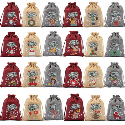 24 τμχ/σετ Τσάντες ημερολογίου χριστουγεννιάτικου πάρτι επαναχρησιμοποιούμενες καραμέλες με κορδόνια για μπισκότα Τσάντα δώρων Αρχική Τσάντες ημερολογίου για το πάρτι για τα Χριστούγεννα