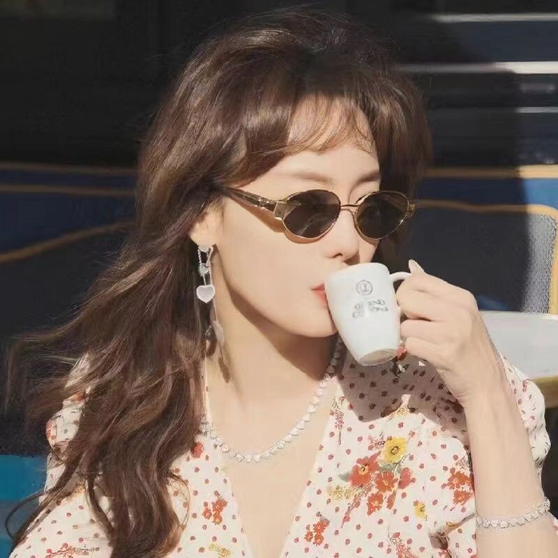 Klasiskas vintage ovālas saulesbrilles sievietēm vīriešiem Luksusa zīmolu dizainers metāla saulesbrilles Hip Hop populāri punk āra toņi UV400