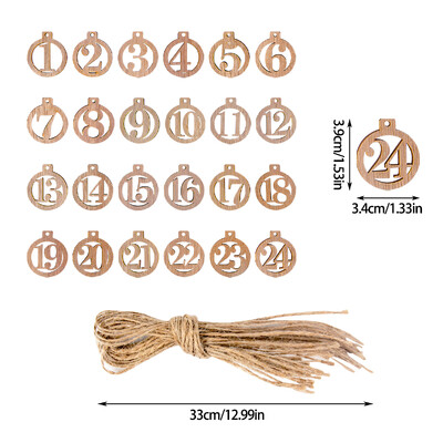 1-24 cipari Ziemassvētku koka Adventes kalendāra kulonu dāvanu maisiņi Numura etiķete Ziemassvētku atpakaļskaitīšanas kalendārs Iekarināmās etiķetes Jaunais gads