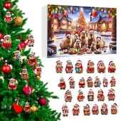 Kapibaras Ziemassvētku Adventes kalendāra komplekts Atpakaļskaitīšanas Ziemassvētku kalendārs Kapibaras koka kulons 2D akrila kapibaras kuloni