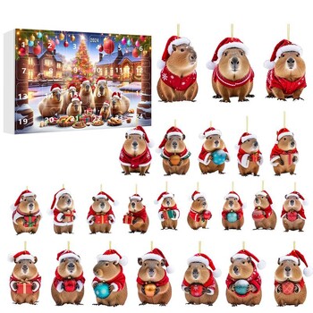 Capybara Christmas Advent Calendar Kit Αντίστροφη μέτρηση Χριστουγεννιάτικο ημερολόγιο Κρεμαστό δέντρο Capybara Δισδιάστατα ακρυλικά μενταγιόν Capybara