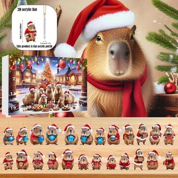 Capybara Christmas Advent Calendar Kit Αντίστροφη μέτρηση Χριστουγεννιάτικο ημερολόγιο Κρεμαστό δέντρο Capybara Δισδιάστατα ακρυλικά μενταγιόν Capybara