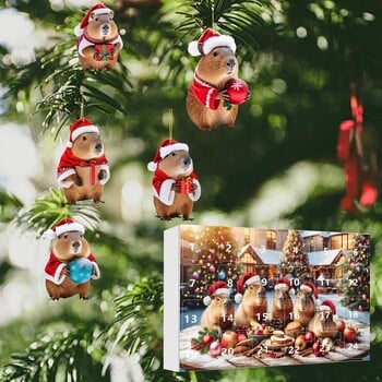 Capybara Christmas Advent Calendar Kit Αντίστροφη μέτρηση Χριστουγεννιάτικο ημερολόγιο Κρεμαστό δέντρο Capybara Δισδιάστατα ακρυλικά μενταγιόν Capybara