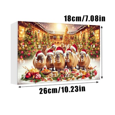 Kapibaras Ziemassvētku Adventes kalendāra komplekts Atpakaļskaitīšanas Ziemassvētku kalendārs Kapibaras koka kulons 2D akrila kapibaras kuloni
