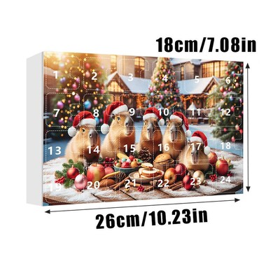 Kapibaras Ziemassvētku Adventes kalendāra komplekts Atpakaļskaitīšanas Ziemassvētku kalendārs Kapibaras koka kulons 2D akrila kapibaras kuloni