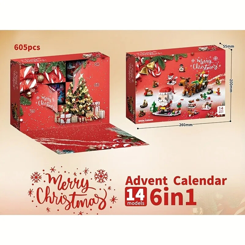 24 metų Kalėdų statybinių blokelių žaislų žaliuzių komplektas Kalėdų Advento kalendorius Plytos „pasidaryk pats“ mokomieji žaislų rinkiniai Dovana vaikams suaugusiems