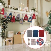 Kalėdų advento kalendoriaus maišeliai Dovanų numeriai Maišelio raišteliai 24 dienų audinys Advento kalendorius Saldainių maišeliai su spaustukais Kalėdų dekoras