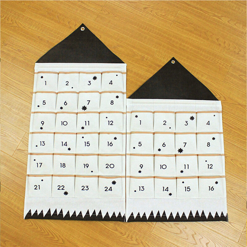 Christmas Advent Countdown Calendar Πόρτα 24 τσέπες Κέρματα Organizer Αποθήκευση τοίχου τσέπη Διακόσμηση σπιτιού Διακόσμηση σπιτιού