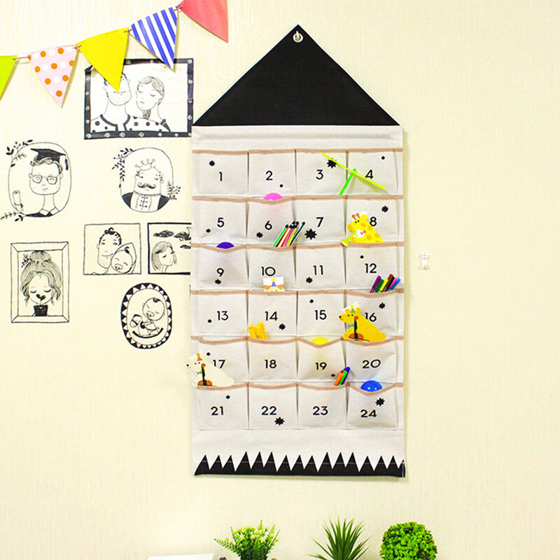 Christmas Advent Countdown Calendar Πόρτα 24 τσέπες Κέρματα Organizer Αποθήκευση τοίχου τσέπη Διακόσμηση σπιτιού Διακόσμηση σπιτιού