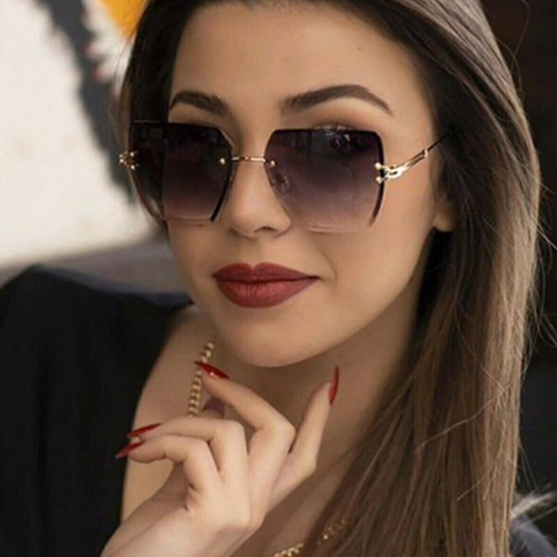 2024. gada modes lielizmēra bezmalu saulesbrilles sievietēm Slavenu luksusa zīmolu dizains Seksīgas vintage sieviešu vasaras stila saulesbrilles