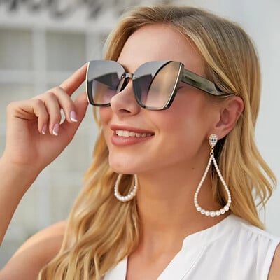 Ochelari de soare supradimensionați cu ochi de pisică pentru femei 2024, marca de lux, ochelari de soare pătrați cu ramă mare, pentru bărbați, ochelari retro la modă cateye