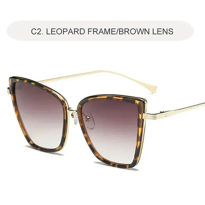 2024 m. Naujo prekės ženklo dizainerio Cateye akiniai nuo saulės moteriški vintažiniai metaliniai akiniai moterims veidrodinis retro Lunette De Soleil Femme UV400