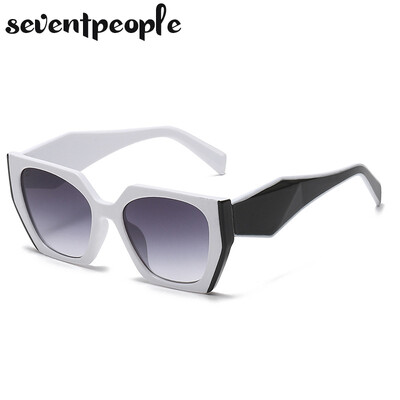 Modes kaķu acu saulesbrilles sievietēm 2024. gada luksusa zīmola dizaineru vintage kvadrātveida saulesbrilles sievietēm, retro neregulāru toņu brilles