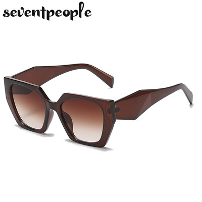 Modes kaķu acu saulesbrilles sievietēm 2024. gada luksusa zīmola dizaineru vintage kvadrātveida saulesbrilles sievietēm, retro neregulāru toņu brilles