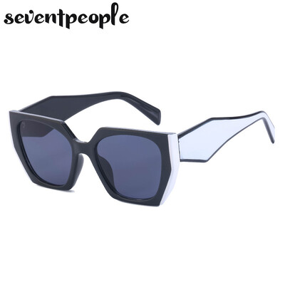 Modes kaķu acu saulesbrilles sievietēm 2024. gada luksusa zīmola dizaineru vintage kvadrātveida saulesbrilles sievietēm, retro neregulāru toņu brilles