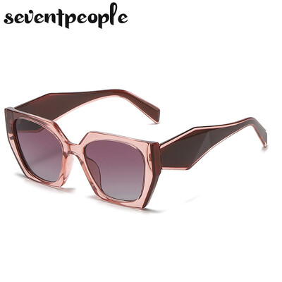 Modes kaķu acu saulesbrilles sievietēm 2024. gada luksusa zīmola dizaineru vintage kvadrātveida saulesbrilles sievietēm, retro neregulāru toņu brilles