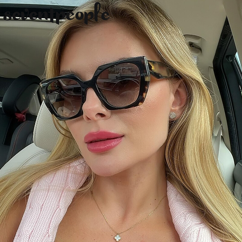 Modes kaķu acu saulesbrilles sievietēm 2024. gada luksusa zīmola dizaineru vintage kvadrātveida saulesbrilles sievietēm, retro neregulāru toņu brilles