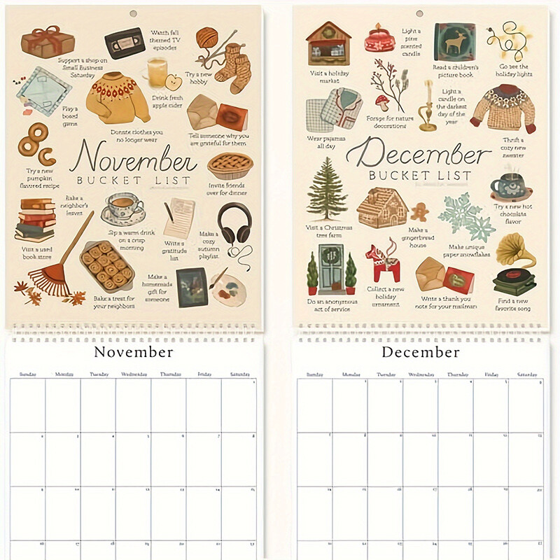 2025. gada vēlmju saraksta kalendārs, unikāls un novatorisks dizains, detalizēti ieraksta jauno dienu