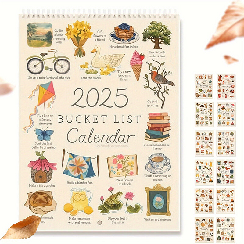 2025. gada vēlmju saraksta kalendārs, unikāls un novatorisks dizains, detalizēti ieraksta jauno dienu