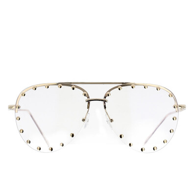 45202 Sieviešu Metal Rivet Pilot Saulesbrilles Sieviešu Luksusa Personības brilles Dizaineru briļļu ēnas UV400